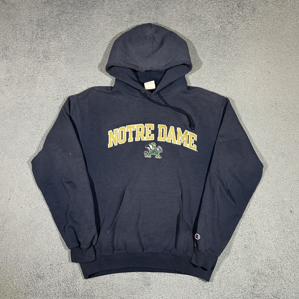 Vintage Champion Men’s Notre Dame Fighting Irish Navy Blue Hoodie Medium #3736